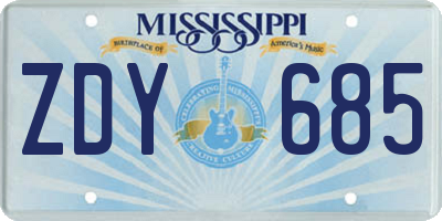 MS license plate ZDY685