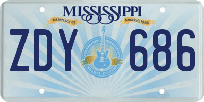 MS license plate ZDY686