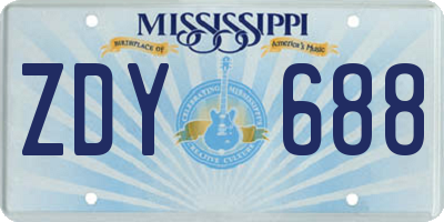 MS license plate ZDY688
