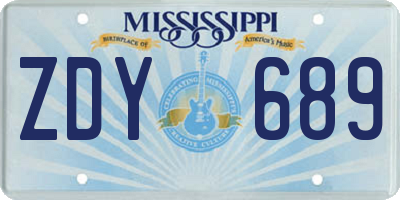 MS license plate ZDY689