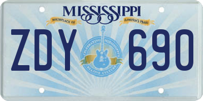MS license plate ZDY690