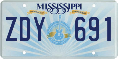 MS license plate ZDY691