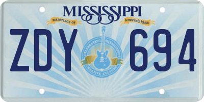 MS license plate ZDY694