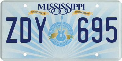 MS license plate ZDY695