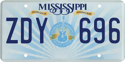 MS license plate ZDY696