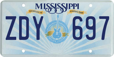 MS license plate ZDY697
