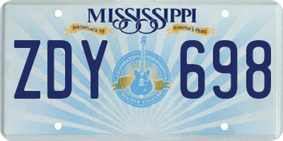 MS license plate ZDY698