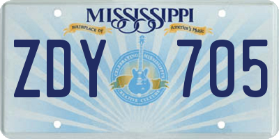 MS license plate ZDY705