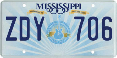 MS license plate ZDY706