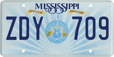 MS license plate ZDY709