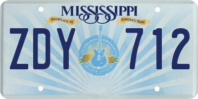 MS license plate ZDY712