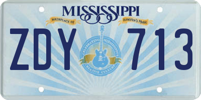 MS license plate ZDY713