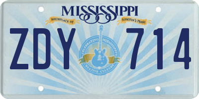 MS license plate ZDY714