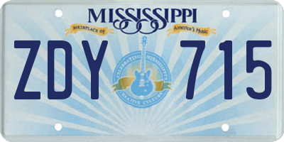MS license plate ZDY715