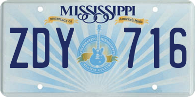 MS license plate ZDY716