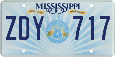 MS license plate ZDY717