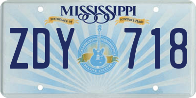 MS license plate ZDY718