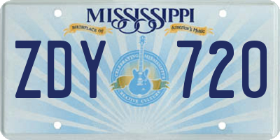 MS license plate ZDY720