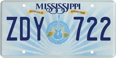 MS license plate ZDY722