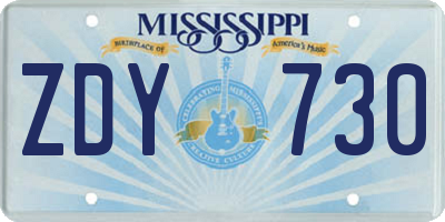 MS license plate ZDY730