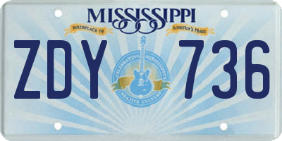 MS license plate ZDY736