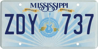 MS license plate ZDY737