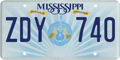MS license plate ZDY740