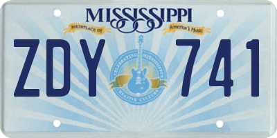 MS license plate ZDY741