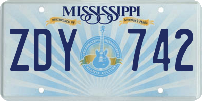 MS license plate ZDY742