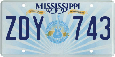 MS license plate ZDY743