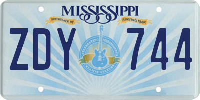 MS license plate ZDY744