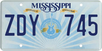 MS license plate ZDY745