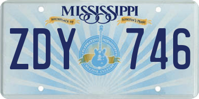MS license plate ZDY746