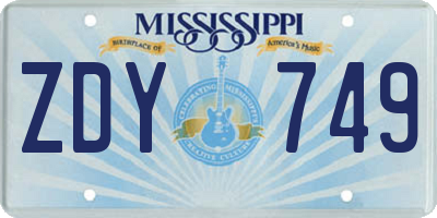 MS license plate ZDY749