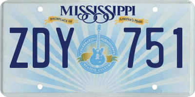 MS license plate ZDY751