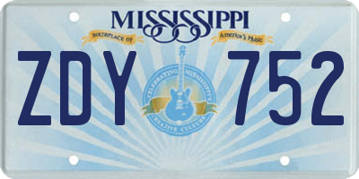 MS license plate ZDY752