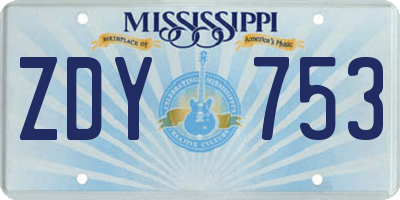 MS license plate ZDY753