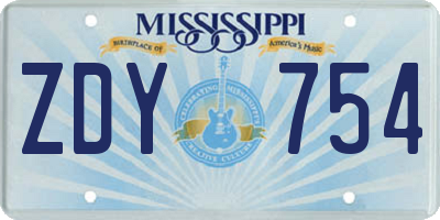 MS license plate ZDY754