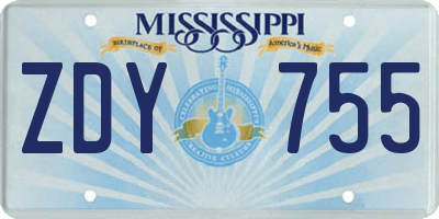 MS license plate ZDY755