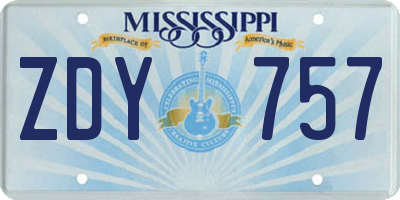 MS license plate ZDY757