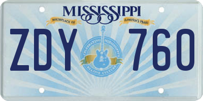 MS license plate ZDY760