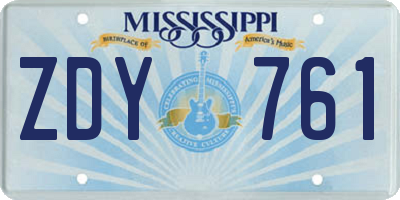 MS license plate ZDY761