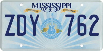 MS license plate ZDY762