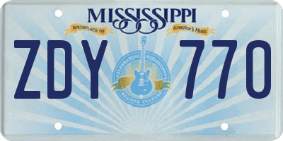 MS license plate ZDY770