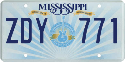 MS license plate ZDY771