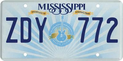 MS license plate ZDY772