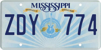 MS license plate ZDY774