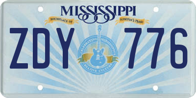 MS license plate ZDY776