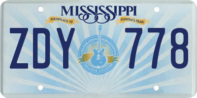 MS license plate ZDY778