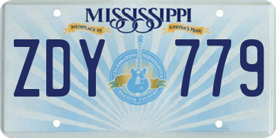 MS license plate ZDY779